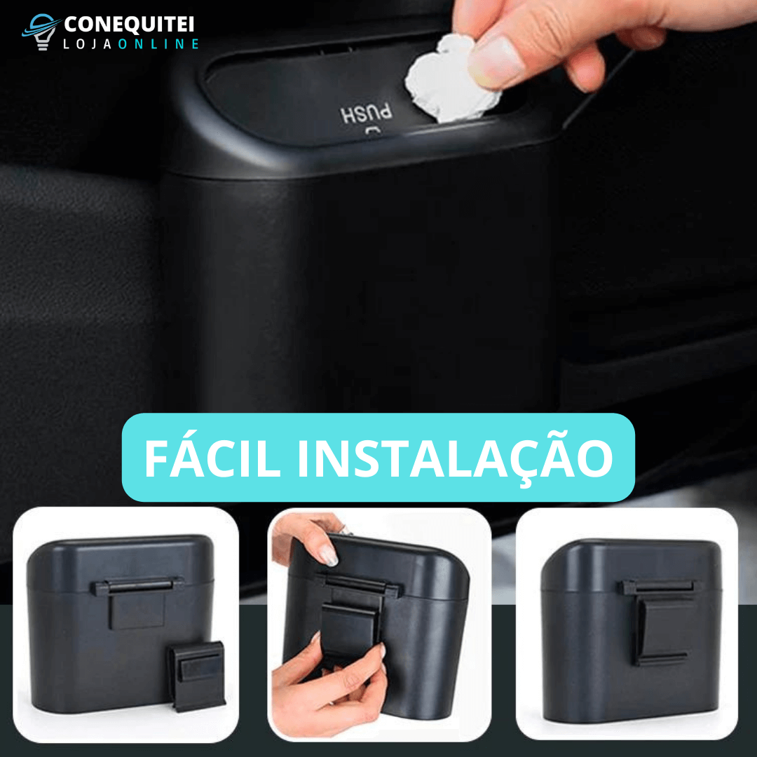 Lixeira Para Carro Dispenser Portátil C/ Tampa Automática - CARDISPLAY PRO®
