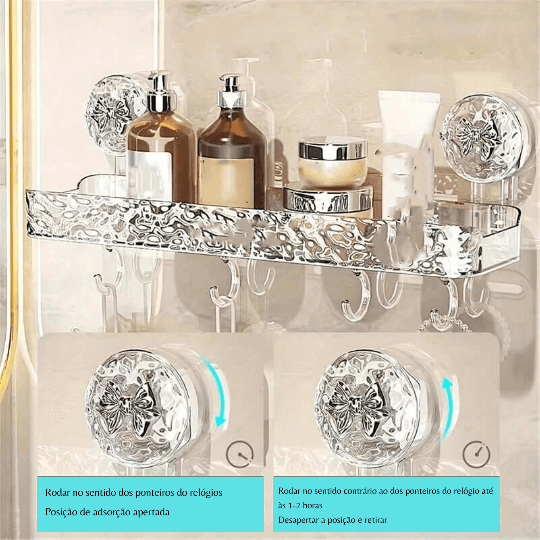 Kit de Prateleira para Banheiro com Ventosa | Instalação Rápida e Design Moderno
