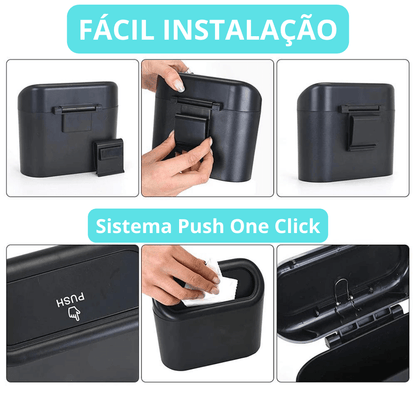 Lixeira Para Carro Dispenser Portátil C/ Tampa Automática - CARDISPLAY PRO®