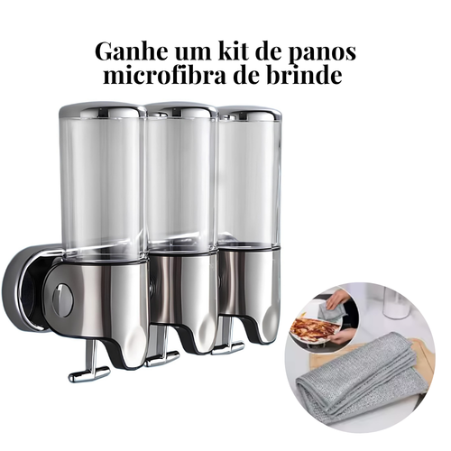 Dispensador de shampoo e sabonete  3 em 1