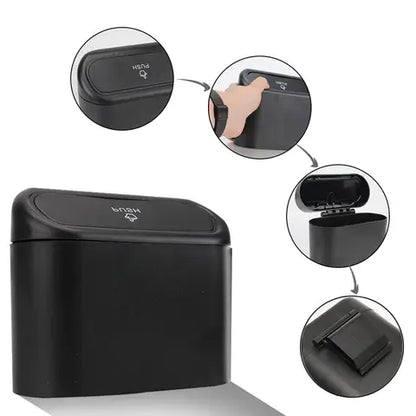 Lixeira Para Carro Dispenser Portátil C/ Tampa Automática - CARDISPLAY PRO®